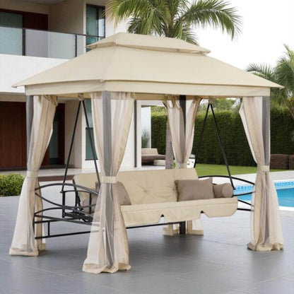 Луксозна градинска люлка Marbella с шатра и мрежа – трансформираща се в легло