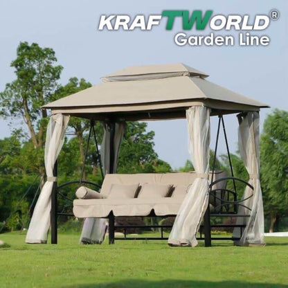 Луксозна градинска люлка Marbella с шатра и мрежа – трансформираща се в легло