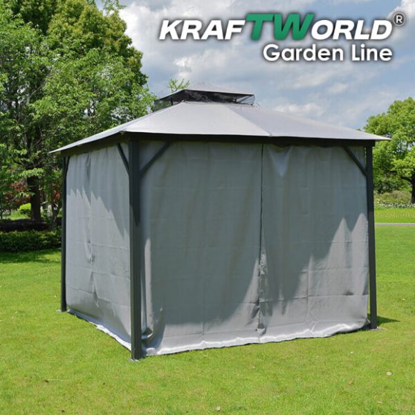 Градински павилион Palermo 3×3м с комарници, завеси и стабилна метална рамка