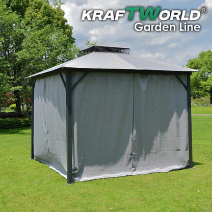 Градински павилион Palermo 3×3м с комарници, завеси и стабилна метална рамка