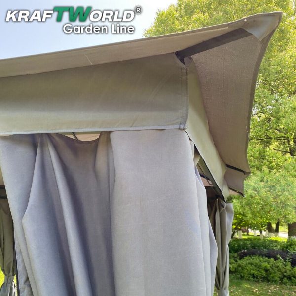 Градински павилион Palermo 3×3м с комарници, завеси и стабилна метална рамка