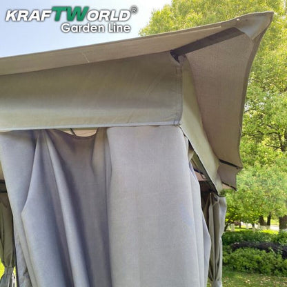 Градински павилион Palermo 3×3м с комарници, завеси и стабилна метална рамка