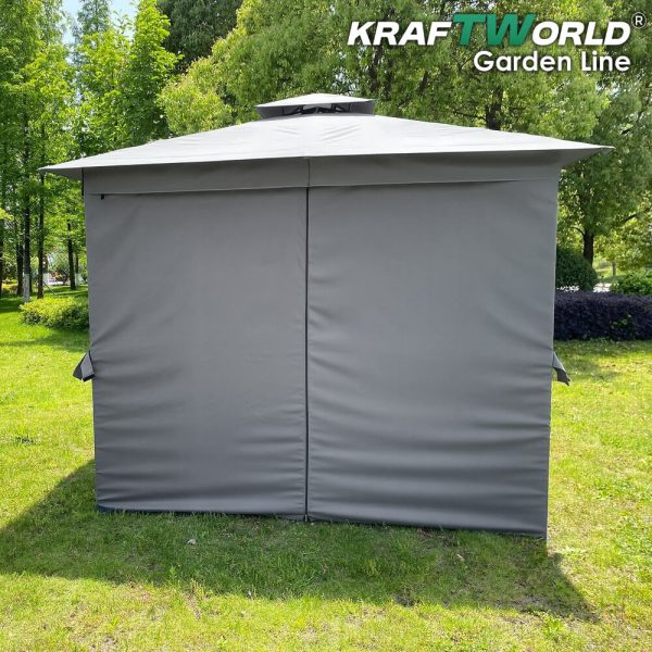 Градински павилион Palermo 3×3м с комарници, завеси и стабилна метална рамка