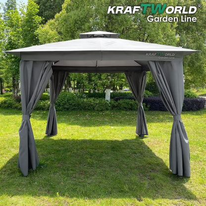 Градински павилион Palermo 3×3м с комарници, завеси и стабилна метална рамка