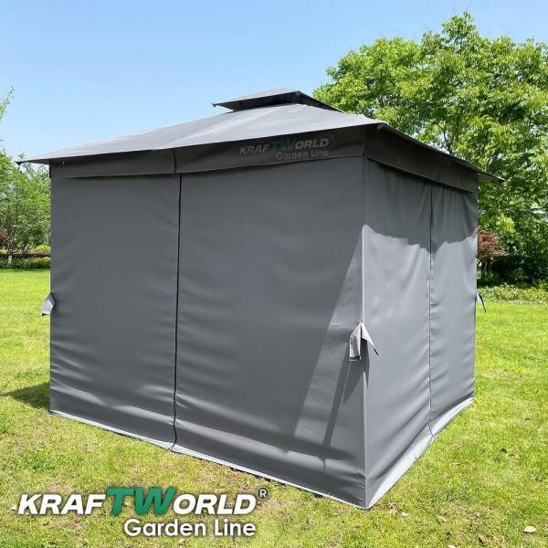 Градински павилион Palermo 3×3м с комарници, завеси и стабилна метална рамка