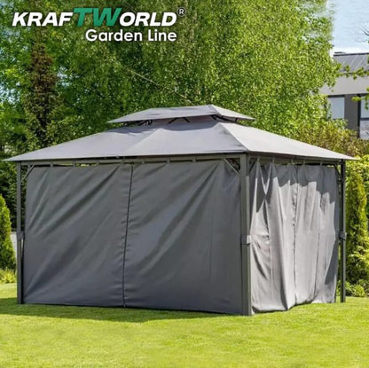 Градински шатра Palermo с мрежа против комари и завеси 3x4m KraftWorld