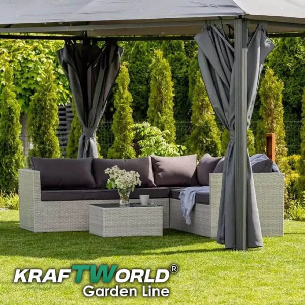 Градински шатра Palermo с мрежа против комари и завеси 3x4m KraftWorld