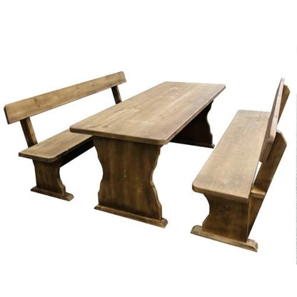 Баварски градински комплект – импрегнирана маса и 2 пейки от масив 200×80 см