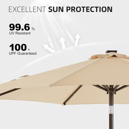 Висококачествен 3M Чадър с LED Светлини и UV Защита – Стилен Комфорт на Открито!
