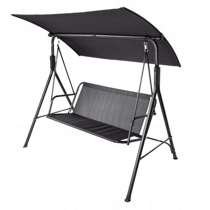 Градинска люлка със сенник – метална конструкция, 170×110×153 см, черна