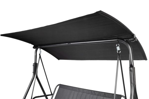 Градинска люлка със сенник – метална конструкция, 170×110×153 см, черна