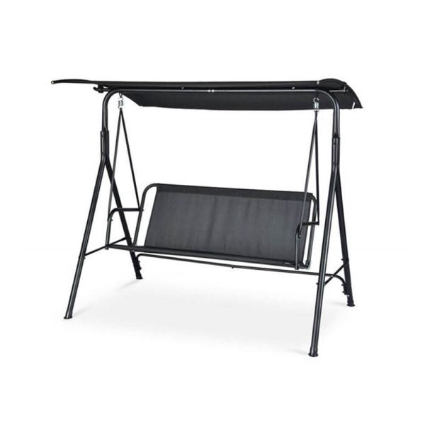 Градинска люлка със сенник – метална конструкция, 170×110×153 см, черна