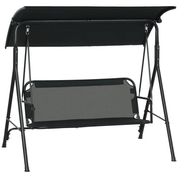 Градинска люлка със сенник – метална конструкция, 170×110×153 см, черна