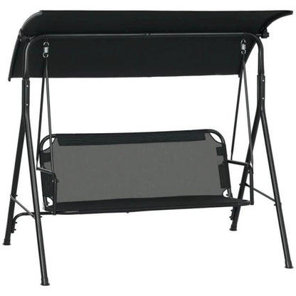 Градинска люлка със сенник – метална конструкция, 170×110×153 см, черна