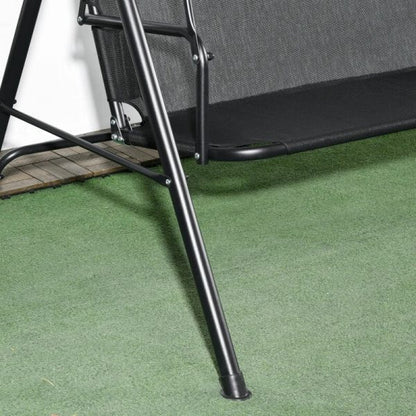 Градинска люлка със сенник – метална конструкция, 170×110×153 см, черна