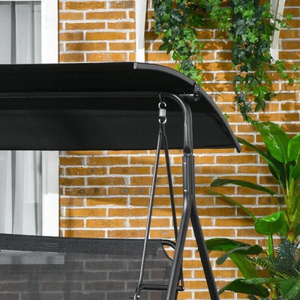 Градинска люлка със сенник – метална конструкция, 170×110×153 см, черна