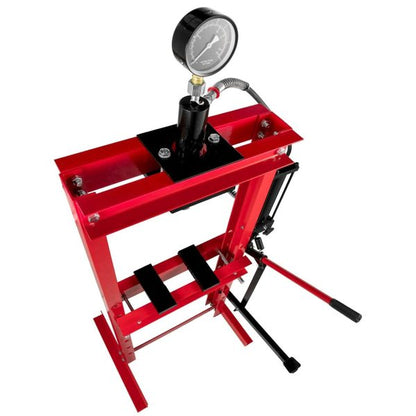 Хидравлична преса с педал 12 тона – манометър, стоманена рамка