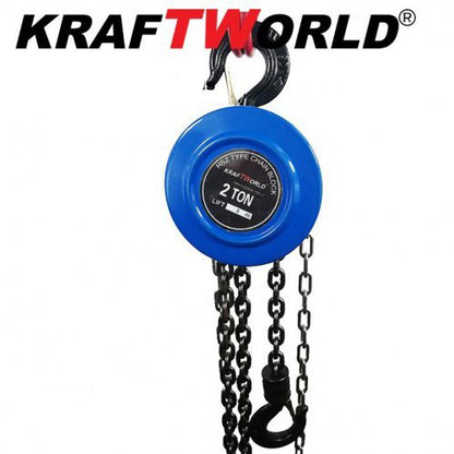 Ръчна лебедка 2t с верига с лостов механизъм KraftWorld 3m въже