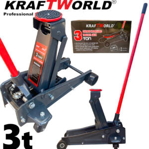 Нископрофилен хидравличен крик тип крокодил KraftWorld 3т 140-460 мм