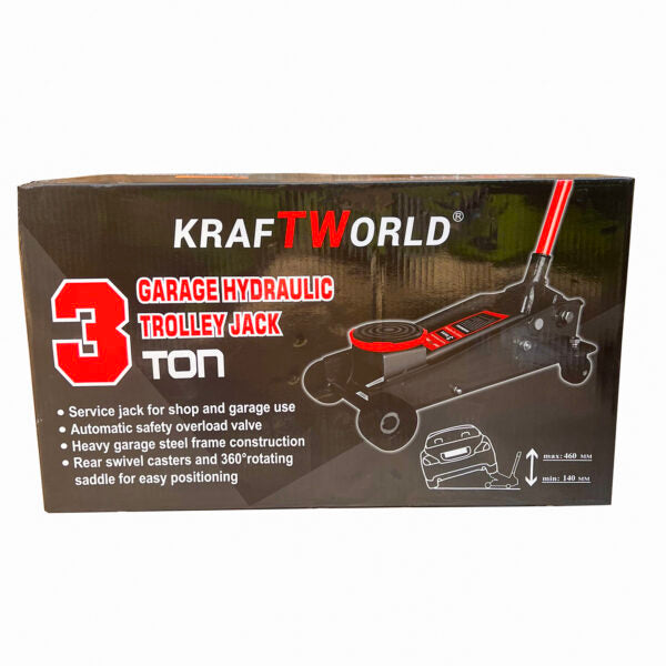 KraftWorld Нископрофилен Хидравличен Крик 3T и Гайковерт с 17 Части