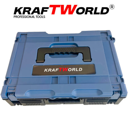 Комплект Акумулаторни Безчеткови Машини 4в1 от Kraftworld Ъглошлайф,Гайковерт,Винтоверт и Перфоратор