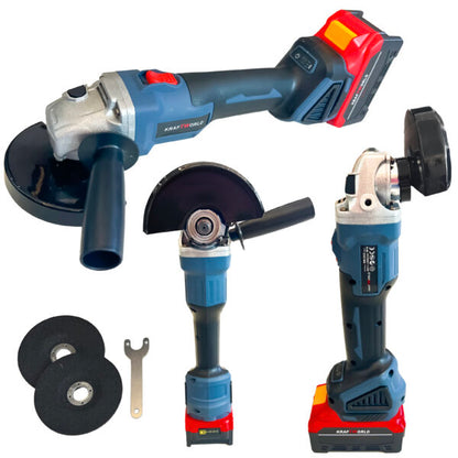 Комплект Акумулаторни Безчеткови Машини 4в1 от Kraftworld Ъглошлайф,Гайковерт,Винтоверт и Перфоратор