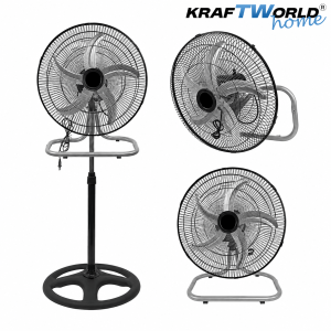 Вентилатор 3в1 KraftWorld Home 45см стоящ, настолен и стенен
