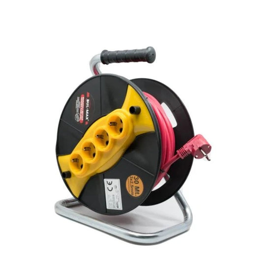 Удължител с макара Bul-Max 30m, 4 гнезда, 3×2,5 mm, транспортна дръжка