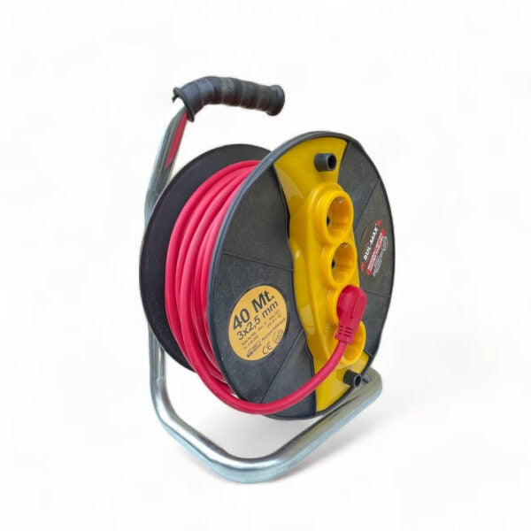 Удължител с макара Bul-Max  50m, 40m, 30m, 20m- 4 гнезда, 3×2,5 mm, транспортна дръжка