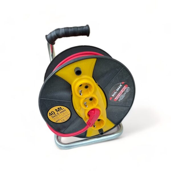 Удължител с макара Bul-Max  50m, 40m, 30m, 20m- 4 гнезда, 3×2,5 mm, транспортна дръжка