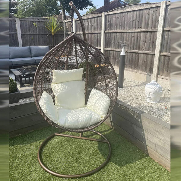 Висящ Ратанов Стол – ГОЛЯМА Градинска Люлка Водоустойчива в 4 Цвята