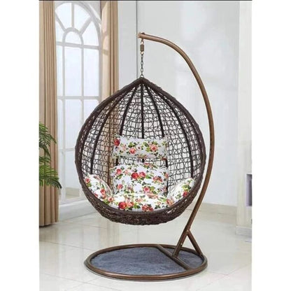 Кафяв Висящ Ратанов Стол – ГОЛЯМА Градинска Люлка Водоустойчива