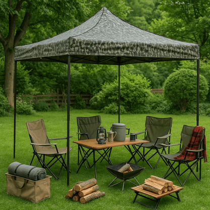 Камуфлажна Сгъваема Градинска Шатра 3×3м тип Хармоника – стабилна, водоустойчива и лесна за разпъване