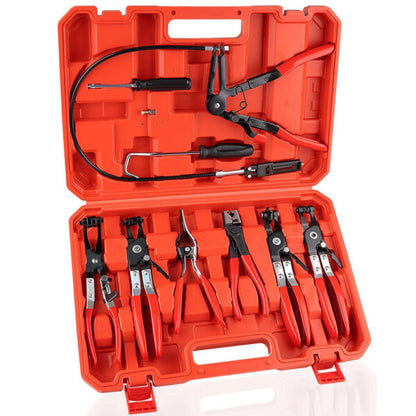 Комплект клещи за скоби на водни съединения 9 части KraftWorld – професионален