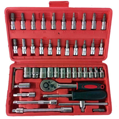 Комплект инструменти гедоре 46 части KraftWorld – професионално качество