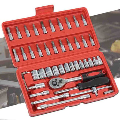 Комплект инструменти гедоре 46 части KraftWorld – професионално качество