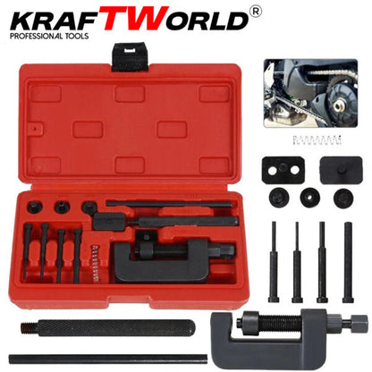 Комплект за разглобяване и занитване на вериги KraftWorld – универсален, #35–#630