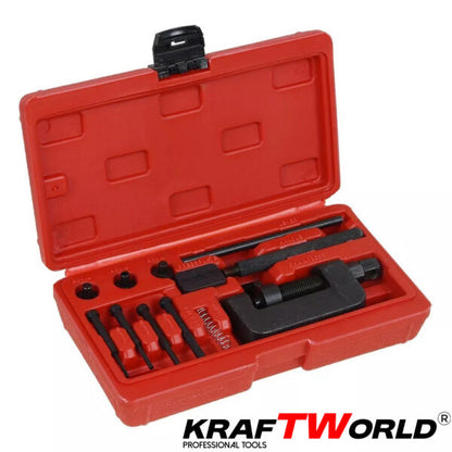Комплект за разглобяване и занитване на вериги KraftWorld – универсален, #35–#630