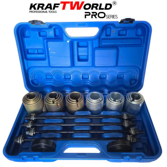 Универсален комплект за монтаж и демонтаж на селенови втулки и лагери KraftWorld Pro – 26 части