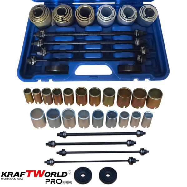 Универсален комплект за монтаж и демонтаж на селенови втулки и лагери KraftWorld Pro – 26 части