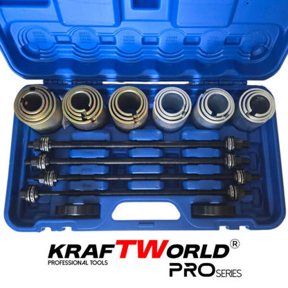 Универсален комплект за монтаж и демонтаж на селенови втулки и лагери KraftWorld Pro – 26 части