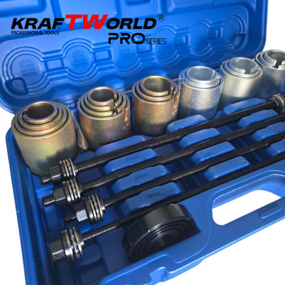 Универсален комплект за монтаж и демонтаж на селенови втулки и лагери KraftWorld Pro – 26 части