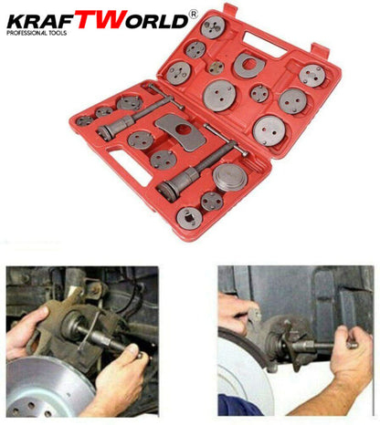 KrafTWorld 21 части – Професионален комплект за сваляне на спирачни цилиндри с ляво и дясно въртене