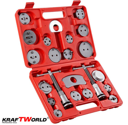 KrafTWorld 21 части – Професионален комплект за сваляне на спирачни цилиндри с ляво и дясно въртене