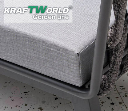 Градински комплект Хага: 4 алуминиеви стола с възглавници + маса Ø90 см