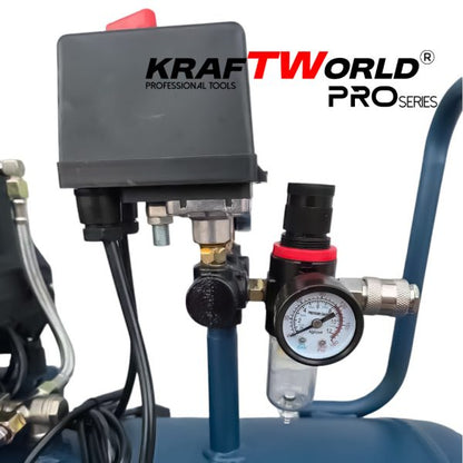 Тих Безмаслен компресор KraftWorld 200 л – 3000W, 8 bar