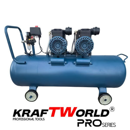 Тих Безмаслен компресор KraftWorld 200 л – 3000W, 8 bar