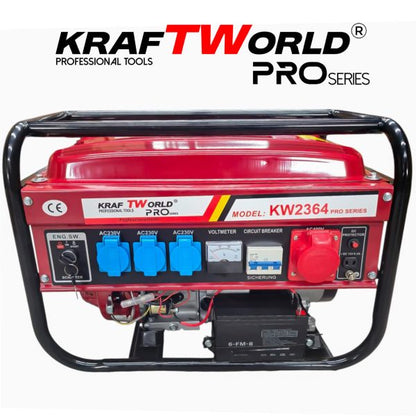 Четиритактов Бензинов генератор 4.5 kW с дистанционно запалване KraftWorld PRO Агрегат за ток с електрически старт и акумулатор