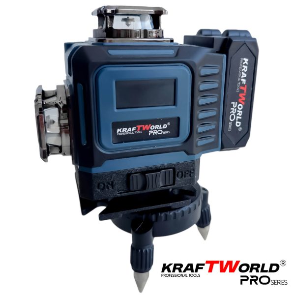 Лазерен нивелир Kraftworld PRO 4×360° с тъчскрийн дисплей, дистанционно и пълен комплект в куфар