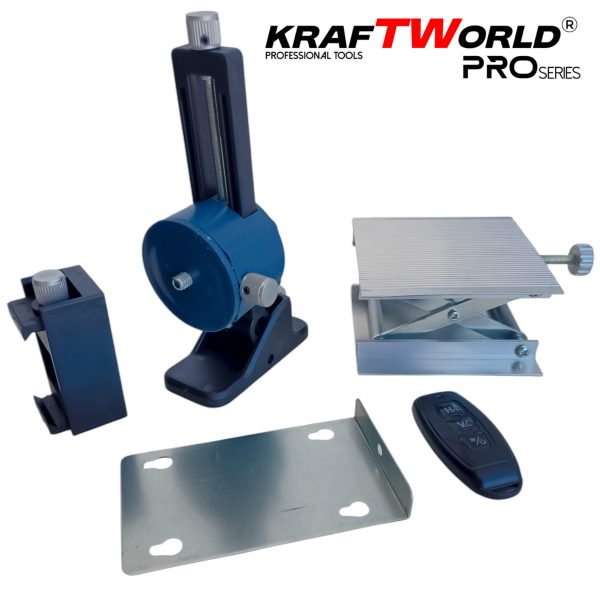 Лазерен нивелир Kraftworld PRO 4×360° с тъчскрийн дисплей, дистанционно и пълен комплект в куфар